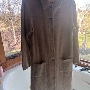 Women's eco-ganic Button-Front cotton organic Coat taupe large